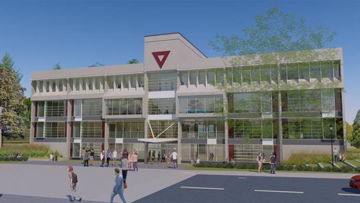 A architect rendering of the Learning Commons building.