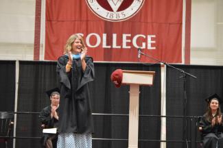 New Springfield College alumni director Deleney Magoffin ’05,G’11 had the prestigious honor of serving as the 2023 Springfield College Baccalaureate Ceremony keynote speaker during commencement weekend ceremonies on May 13, 2023.