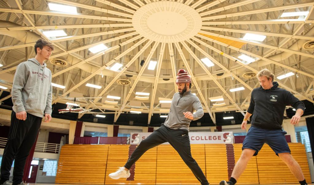 Springfield College physical education class in Blake Arena 