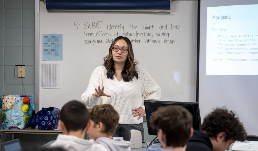 Georgia Perreault, a student in Springfield College’s online master's degree program in Health Promotion and Health Equity, teaches at Ludlow High School