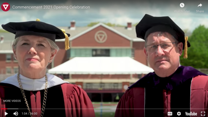 Springfield College opened its 2021 Commencement Weekend ceremonies with a virtual presentation on Friday, May 14 with Massachusetts Governor Charles D. Baker delivering the commencement address. 