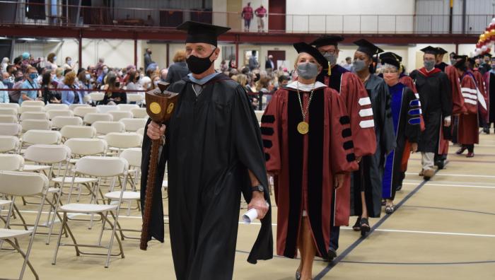 Springfield College hosted its 134th commencement ceremony on Saturday, Oct. 2, 2021, in the Field House, located inside the Physical Education Complex, celebrating the Class of 2020. The long-awaited ceremony was part of the 2021 Homecoming Weekend festivities and recognized a very special class that will always have a unique place in the history of Springfield College. 