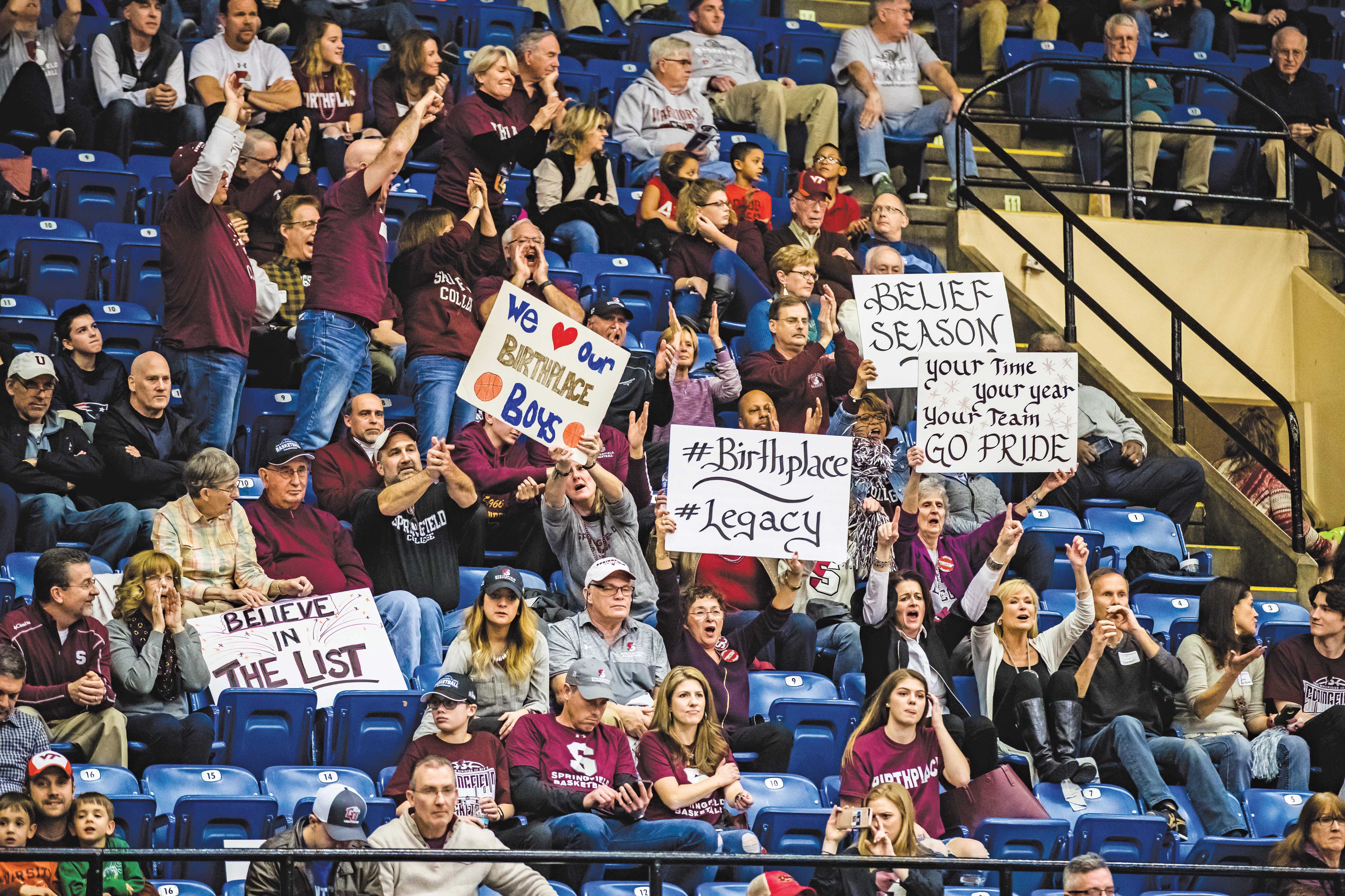 Spectators watch the big game.