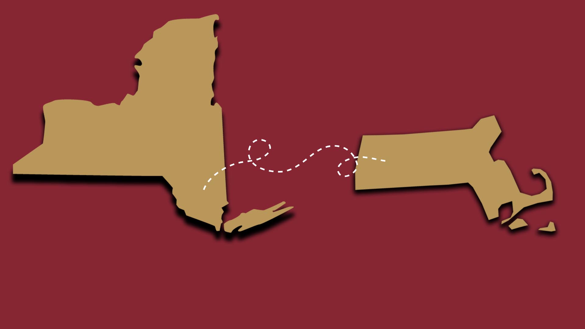 Outlines of the state of NY and MA