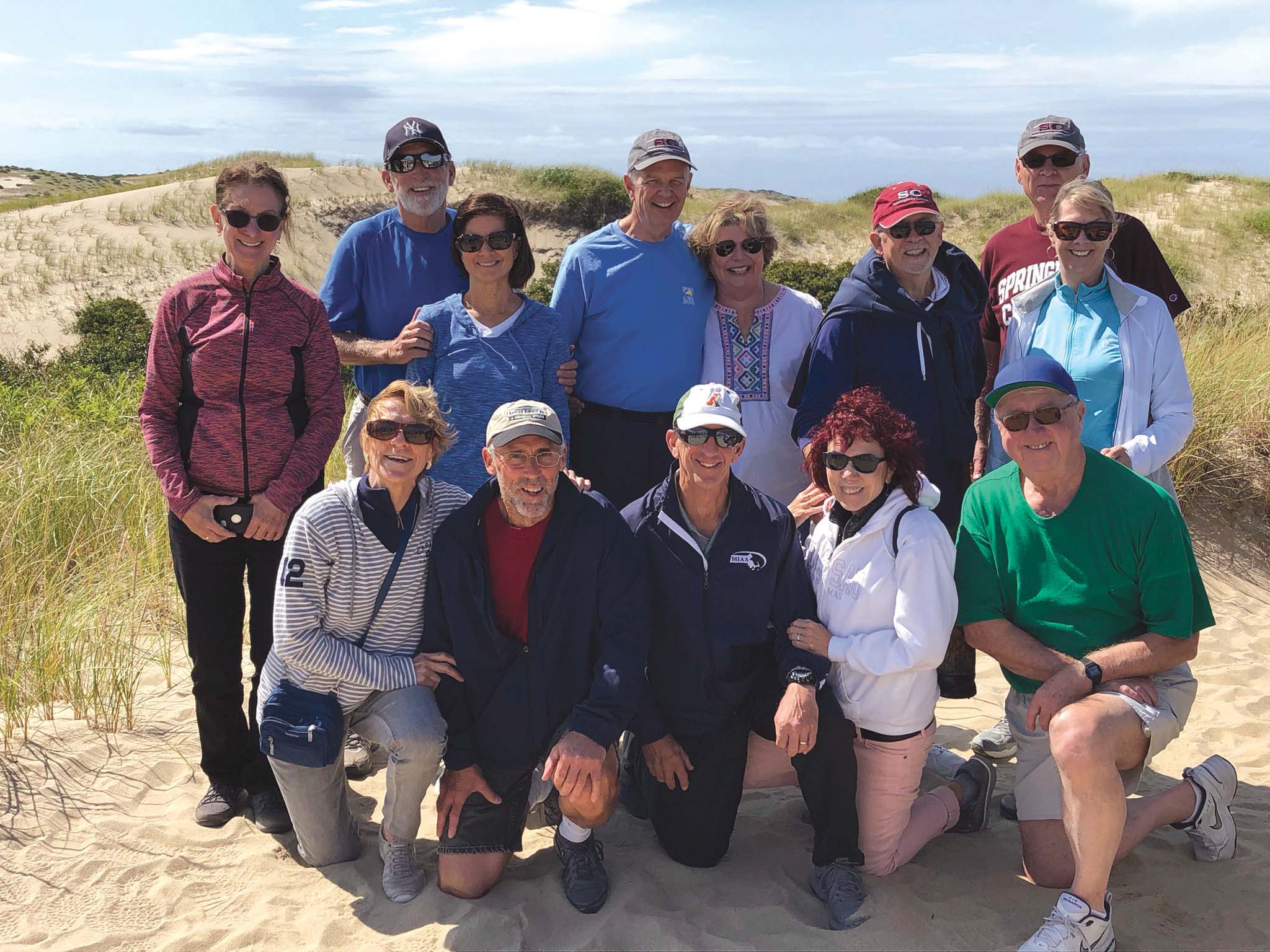 Reuniting Stash members and their wives in Provincetown are, front, from left, Kathy Haff, Jeff
Ellison, Bob Haff, Dale Marie Farrell, and Dan Tafe. Back row, from left, are Kathy Tafe, Gene Cadman, Peggy Cadman, Steve Bailey, Kerry Bailey, John Farrell, Hal Cramer, and Anne Cramer.