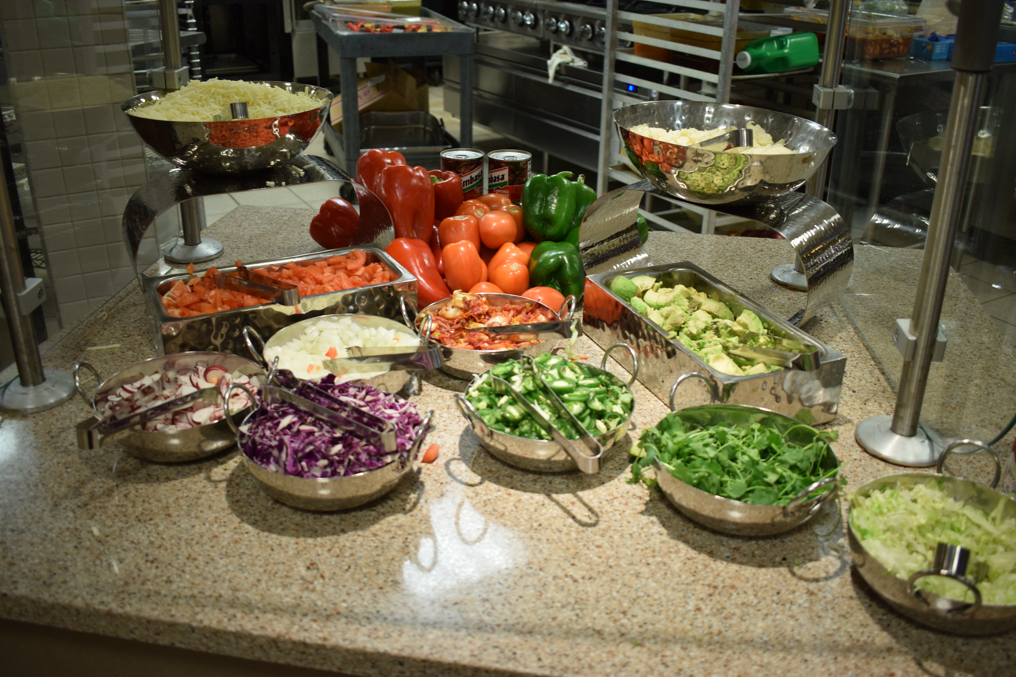 Vegetables on display at Springfield College dining hall