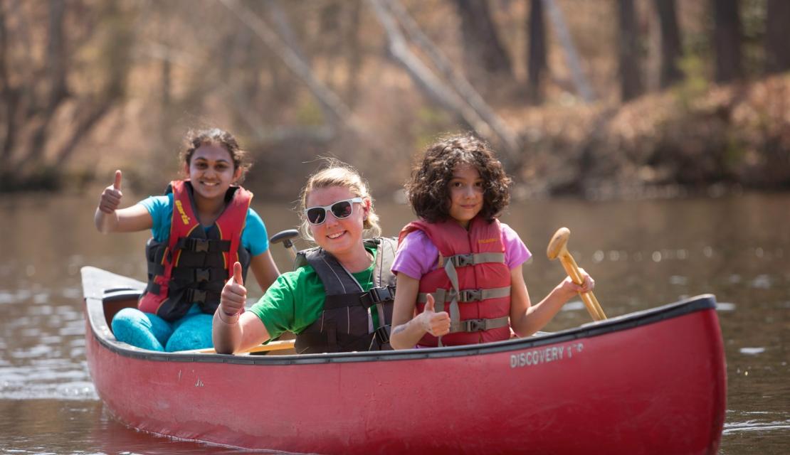 Spring Explorers canoeing on Lake Massasoit