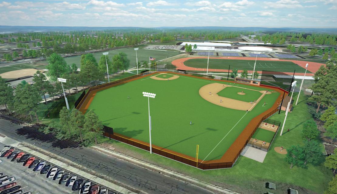 3D rendering of the new baseball facility at Springfield College
