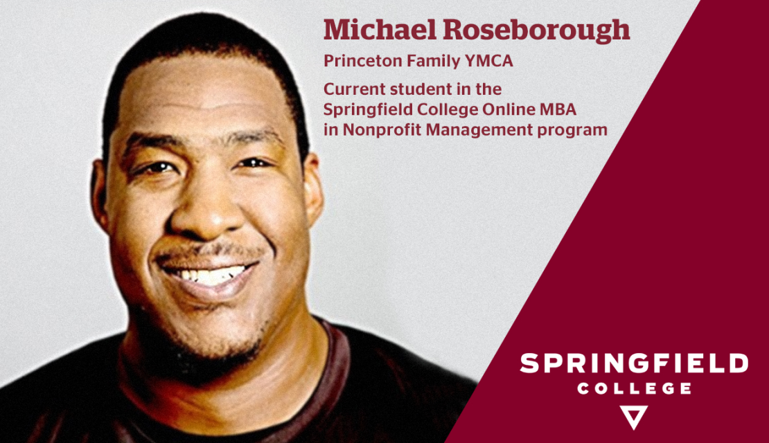 Michael Roseborough Headshot, Title, and Name with Springfield College logo