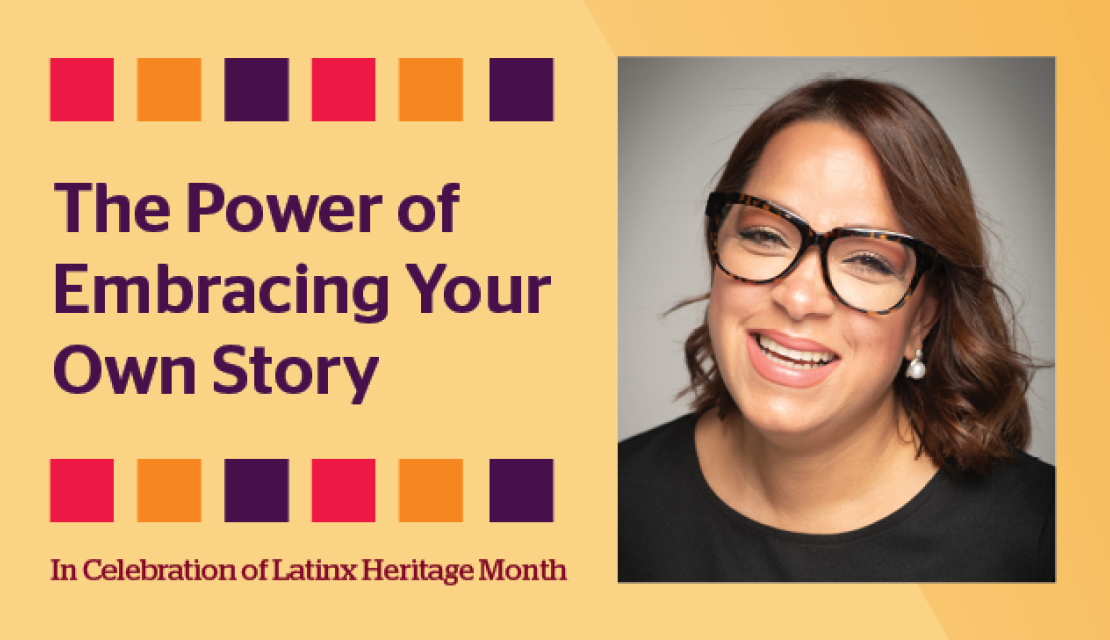Marjorie Rodríguez with text that says The Power of Embracing Your Own Story