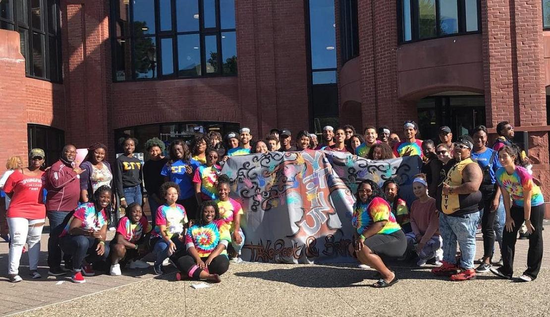 Students standing in front of Flynn Campus Union