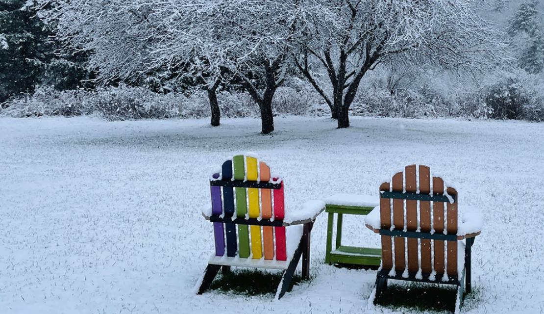 Two Chairs in a snowstorm