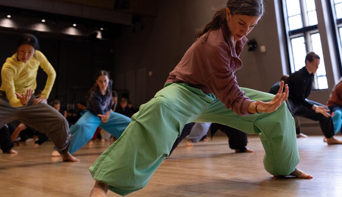 Photo of Gracce Whitworth teaching a dance class