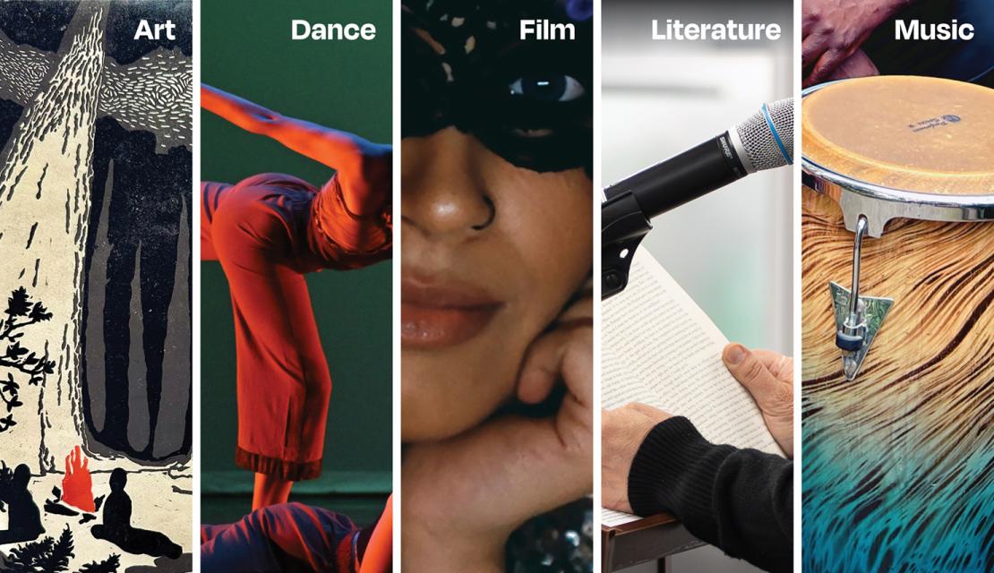Fall 2025 Simpson Event montage featuring art, dance, film, literary, and music images