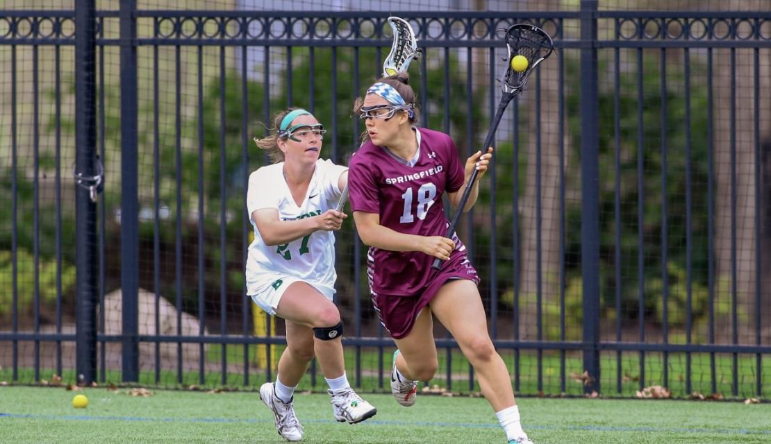 Ky Schroeher ’18, G’23 playing lacrosse
