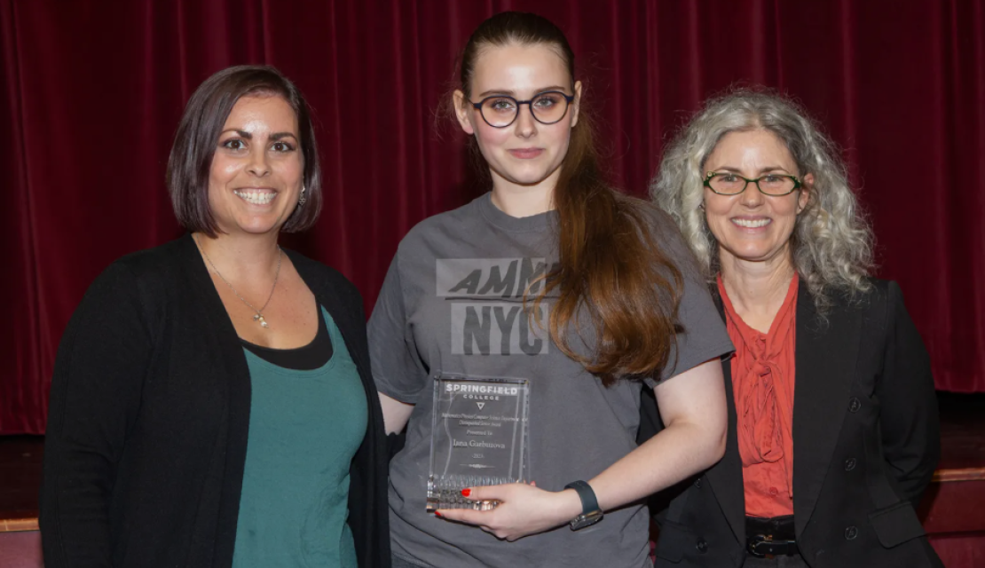 Iana Garbuzova ’23 with department and dean