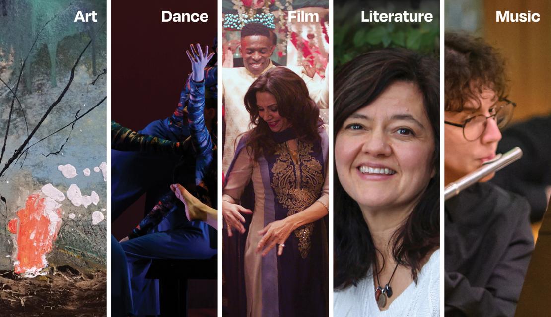 Spring 2026 Simpson Event montage featuring art, dance, film, literary, and music images