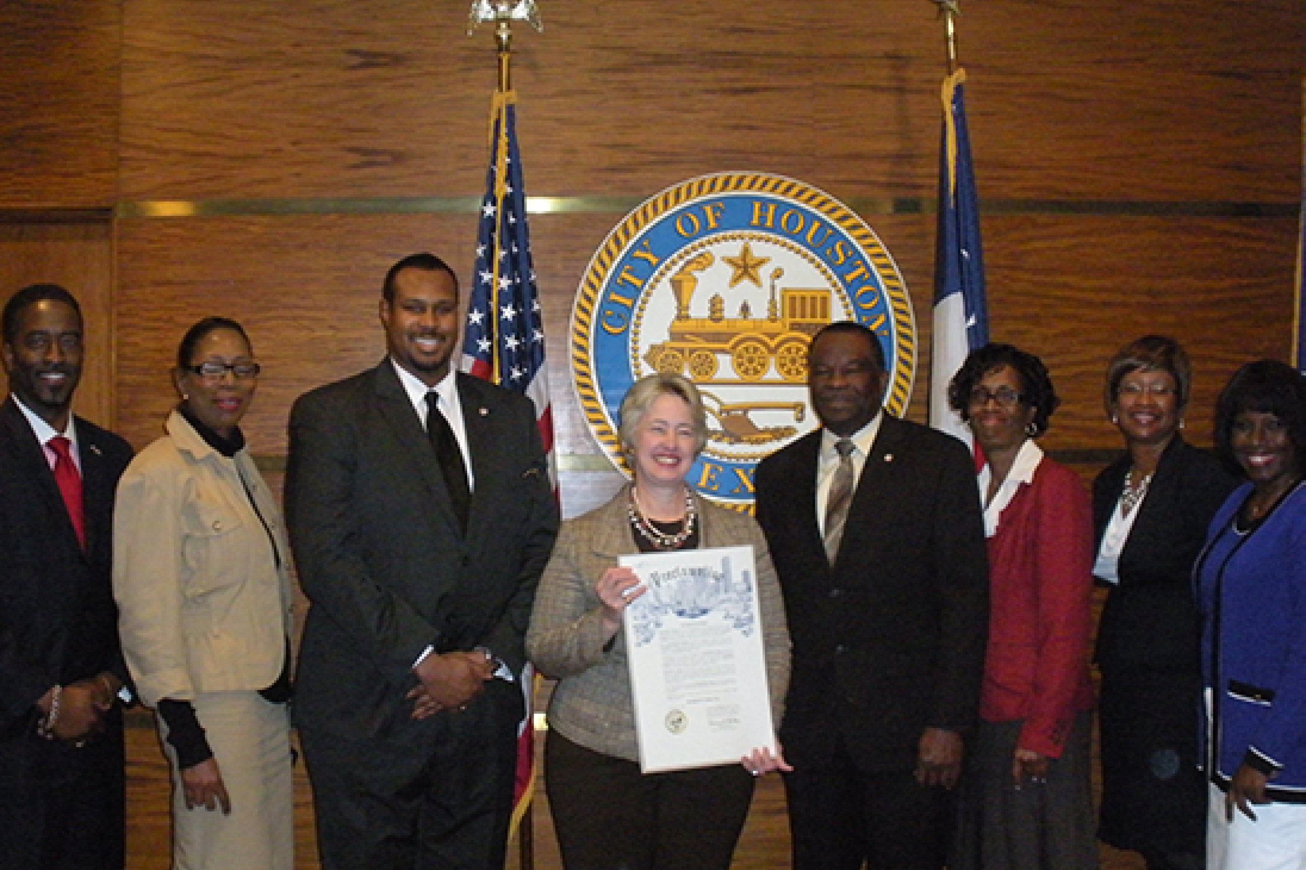 Houston leaders with proclamation
