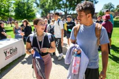 Students talking at Springfield College