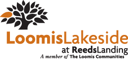 logo for Loomis Lakeside at Reeds Landing includes a tree and words