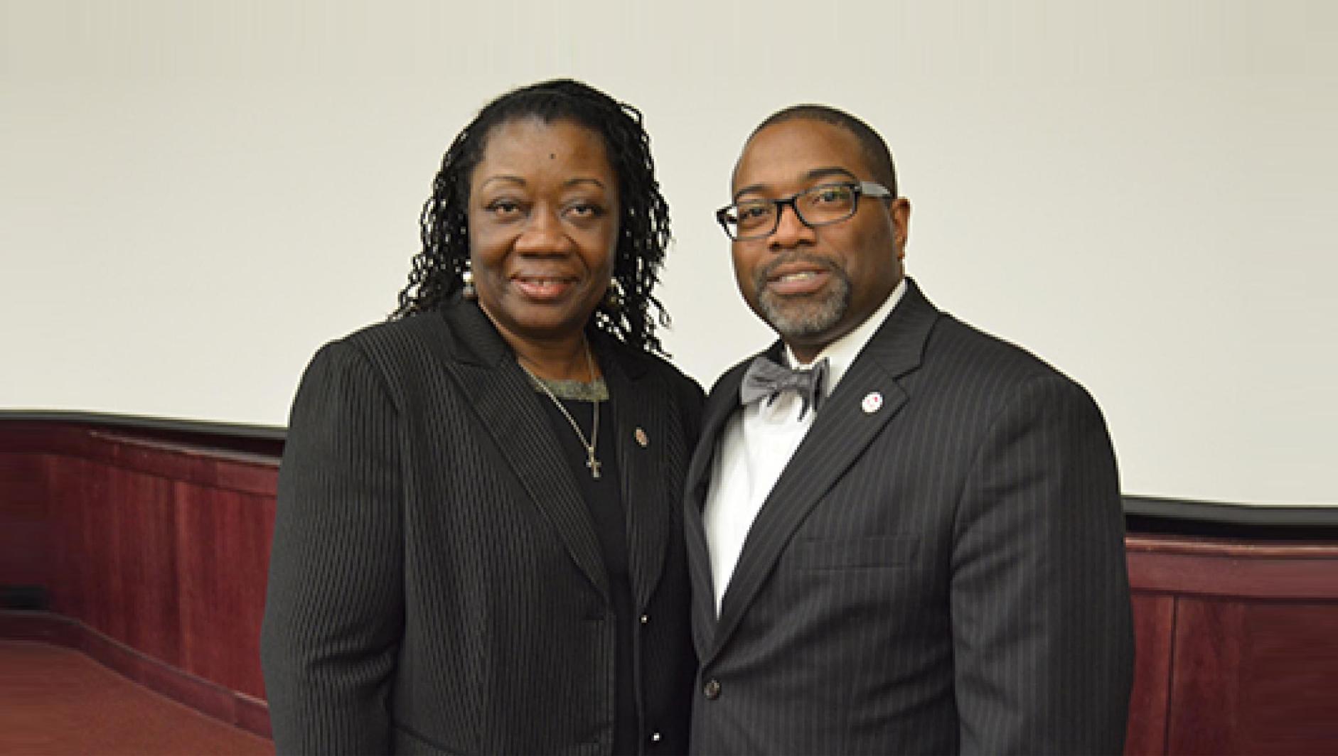 At left, Elsie Wallace Smalls and Calvin R. Hill, PhD, vice president for inclusion and community engagement at Springfield College.