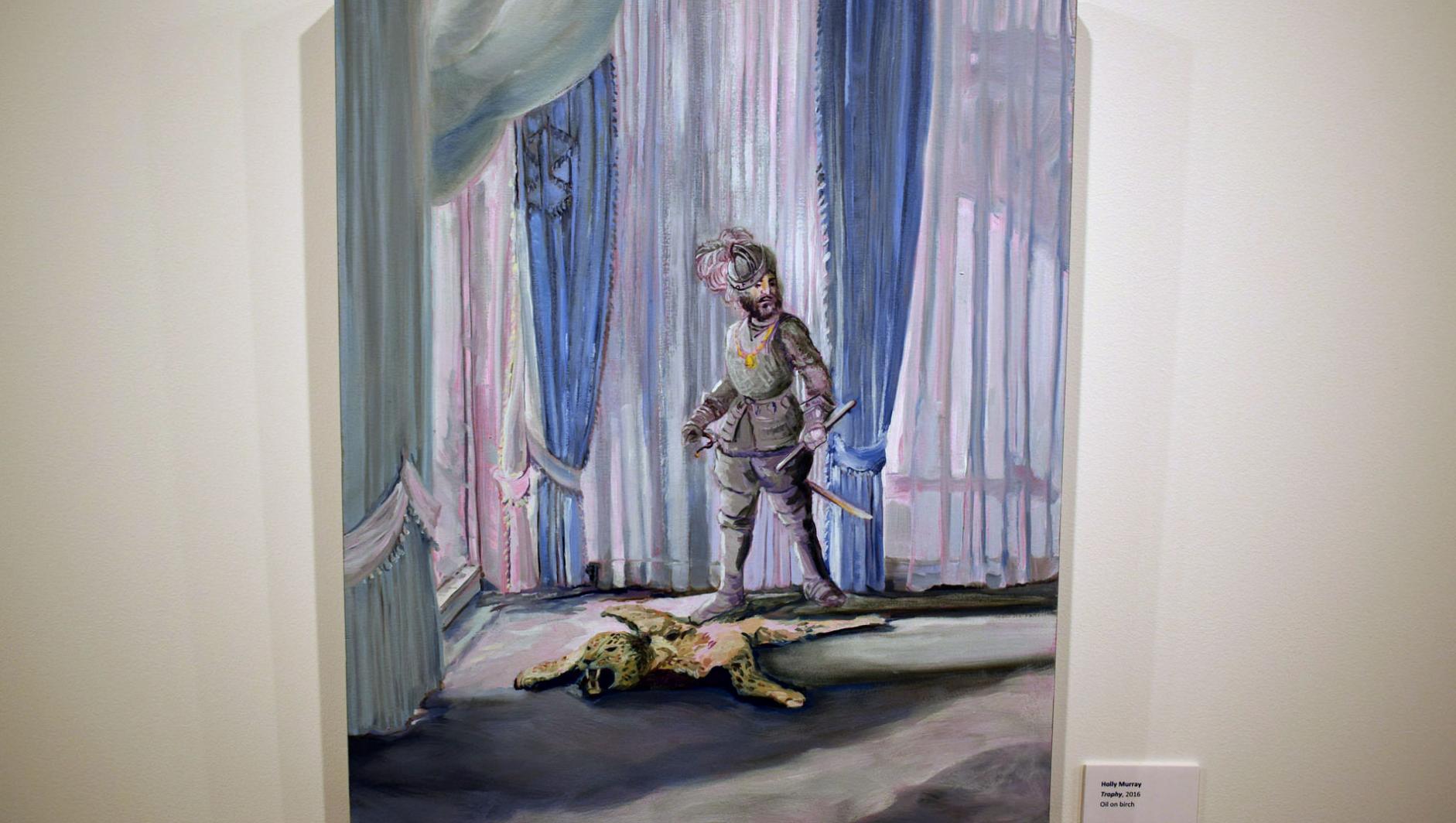 painting of a knight hung in a gallery