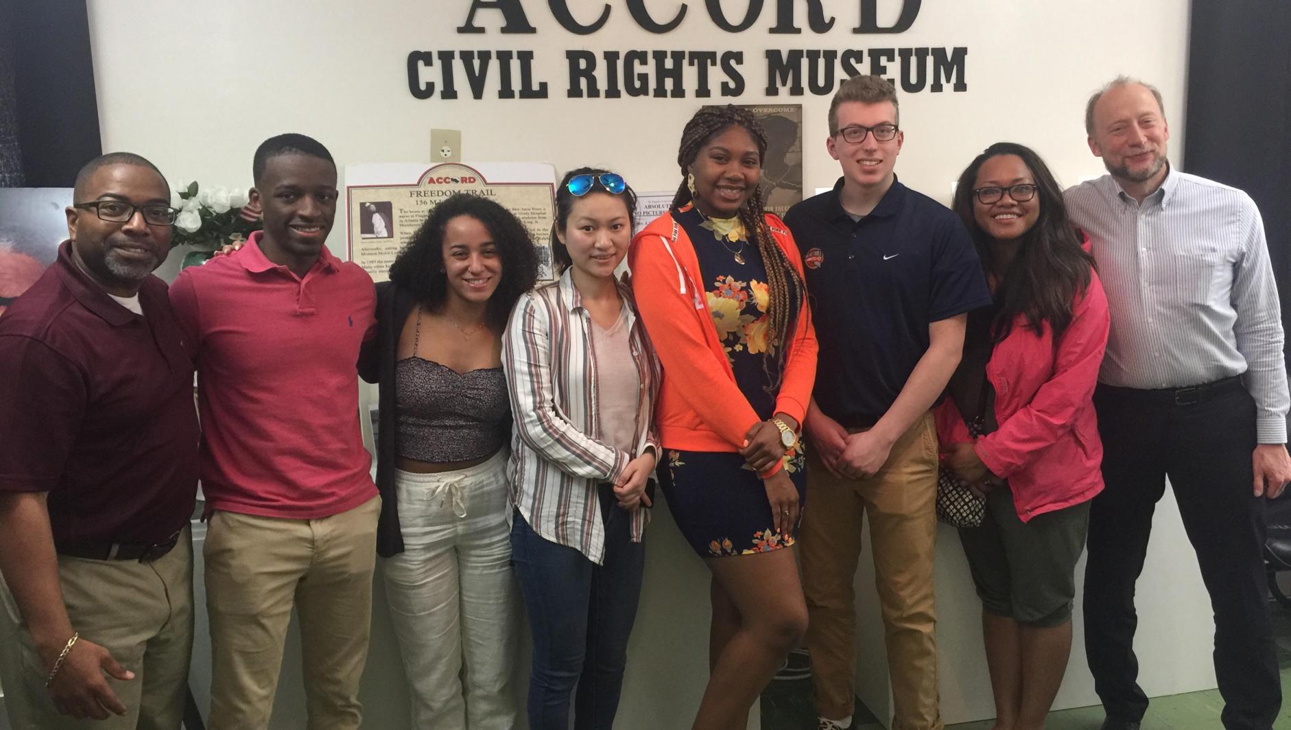 Students pose in the Accord Civil Rights Museum