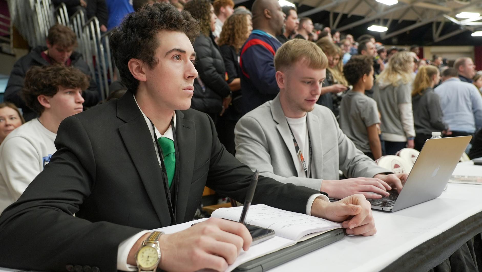 Students working at hoophall