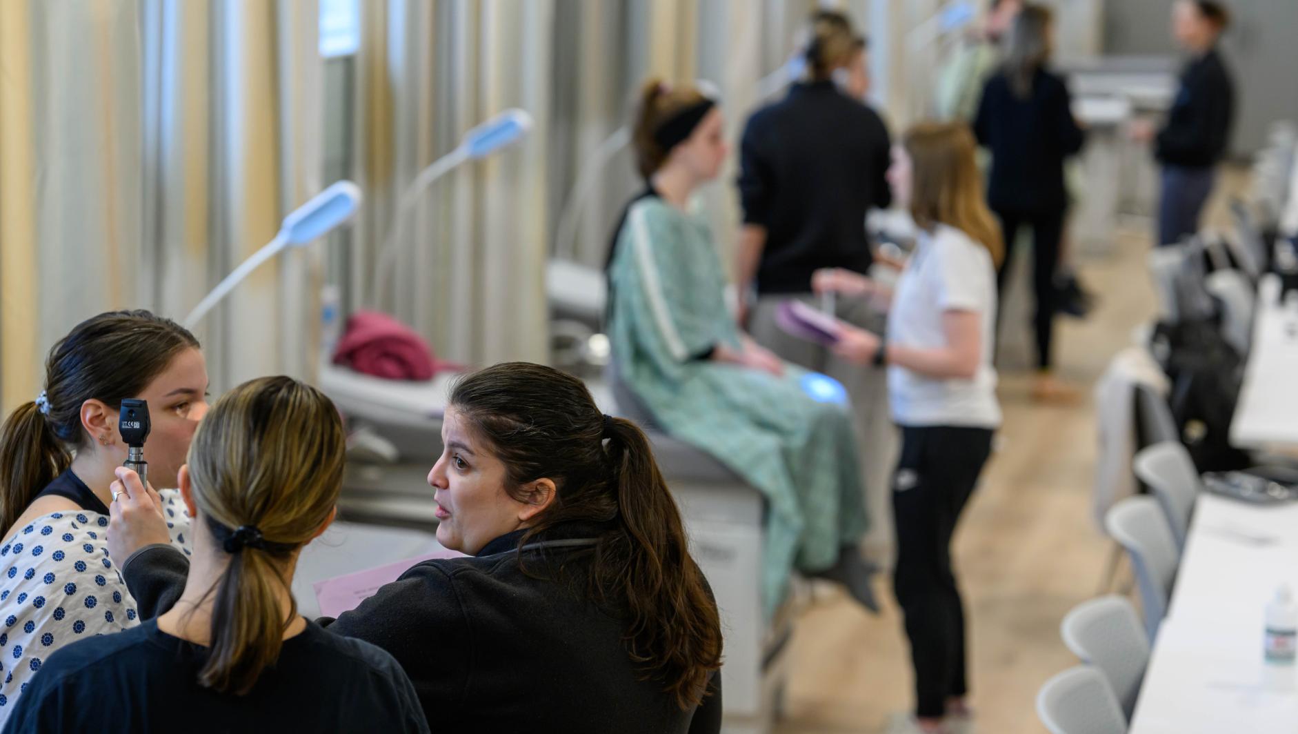 Springfield College Physician Assistant Studies students train in a state-of-art physical exam and history lab inside the Health Sciences Center on Friday, February 2, 2024.