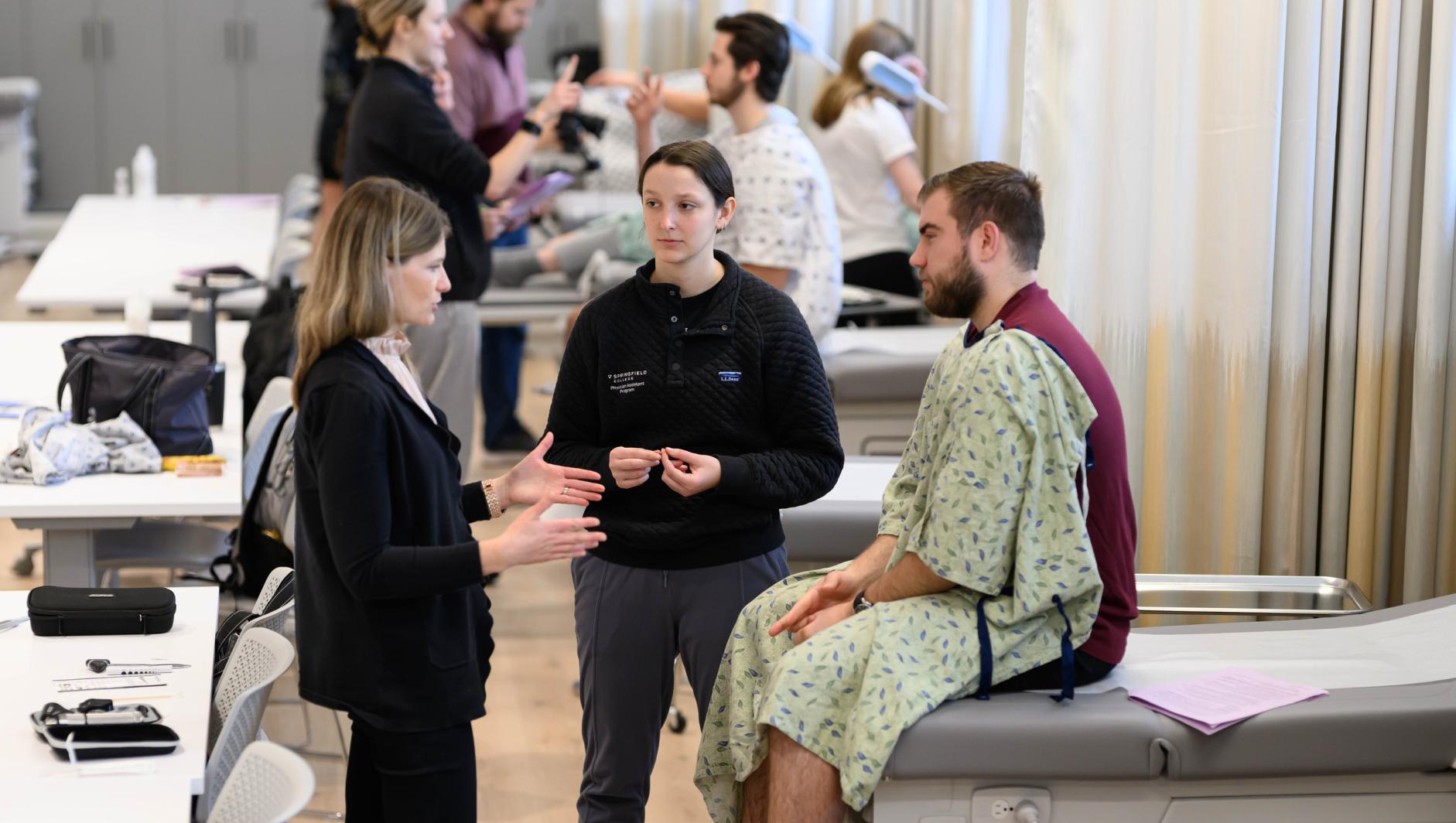 Springfield College Physician Assistant Studies students train in a state-of-art physical exam and history lab inside the Health Sciences Center on Friday, February 2, 2024.