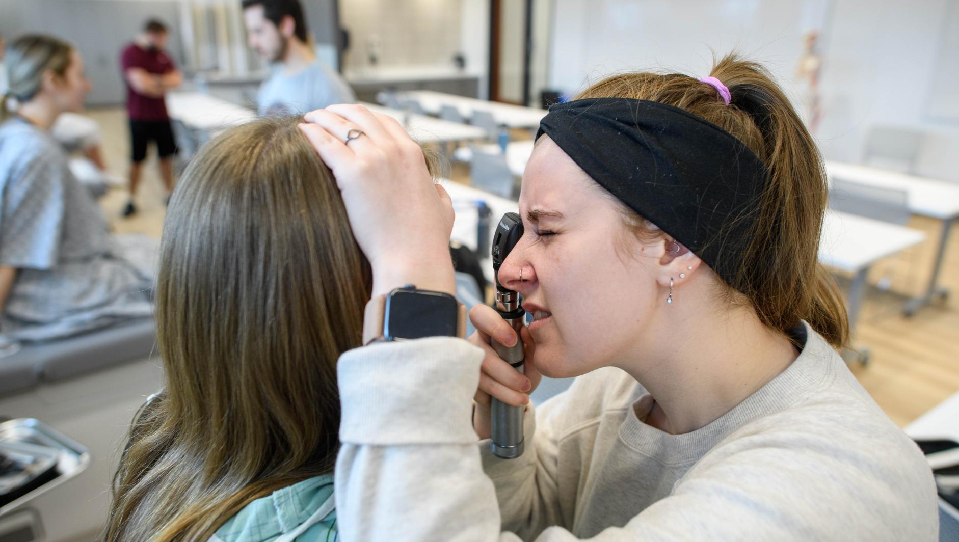 Springfield College Physician Assistant Studies students train in a state-of-art physical exam and history lab inside the Health Sciences Center on Friday, February 2, 2024.