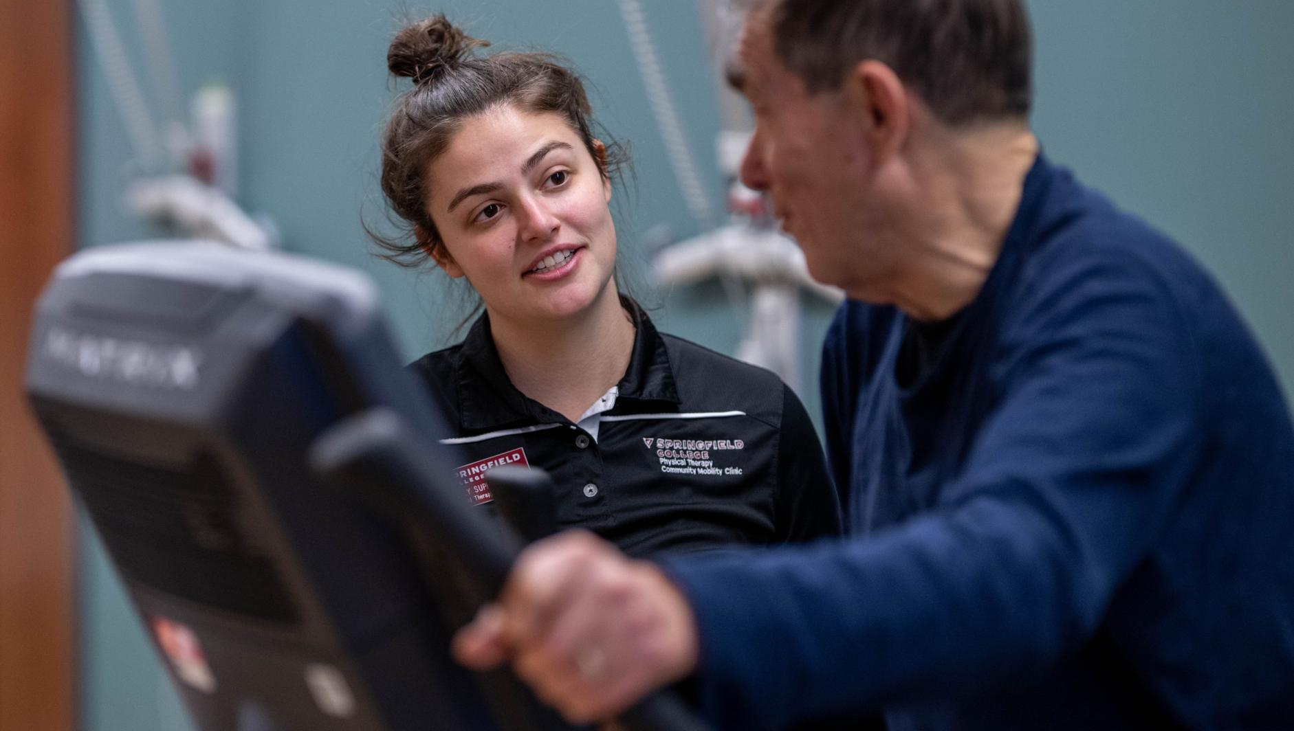 Physical therapy students work with community members during a Community Clinic in the Health Sciences Center at Springfield College on Tuesday, February 6, 2024