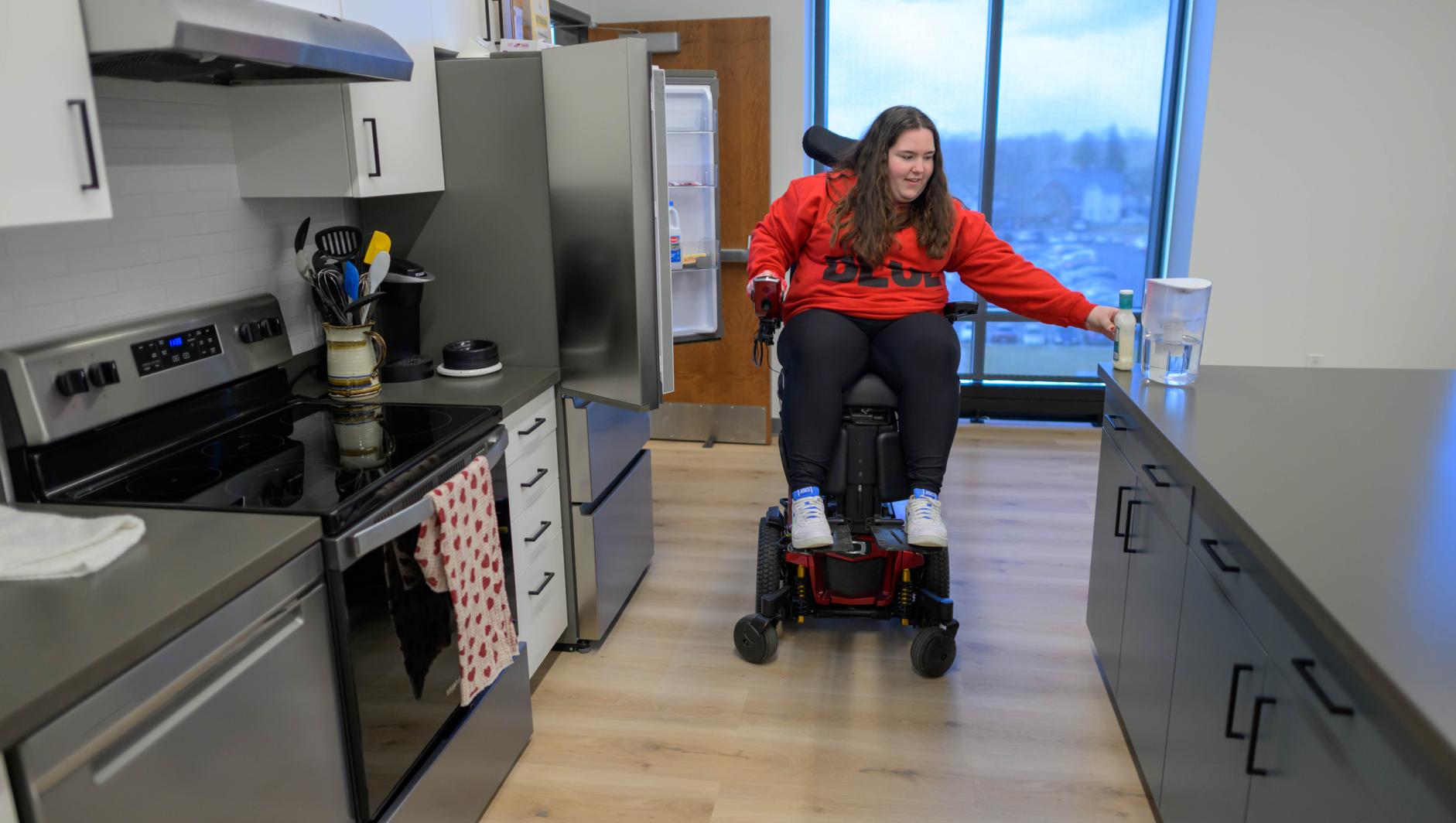 Springfield College Occupational Therapy Students learn about the wide variety of wheelchairs available to patients during a lab inside the Health Sciences Center on February 29, 2024.