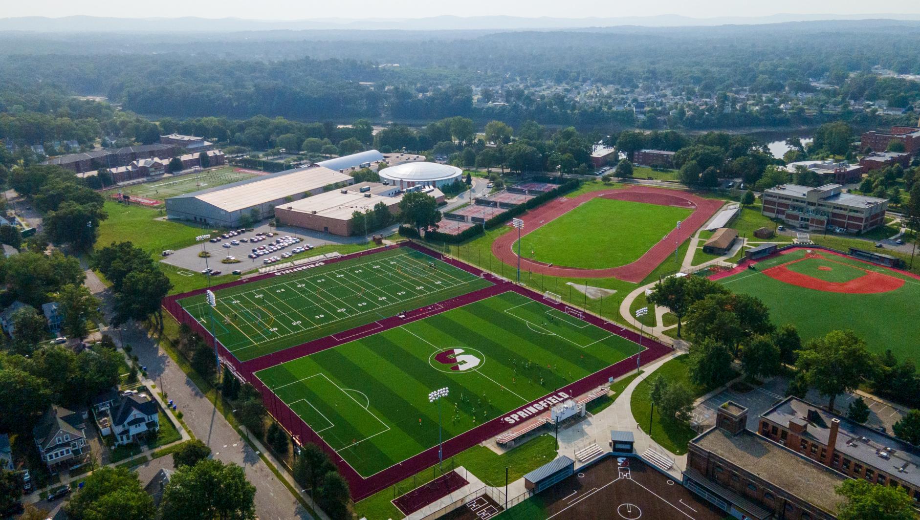 Soccer field aerial view at Springfield College