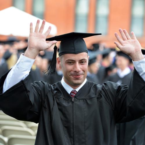 A Springfield College student happy at that he's graduating