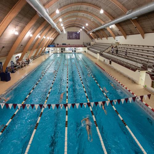 Student Athlete swimmers workout at the Art Linkletter Natatorium pool at Springfield College Wellness Center