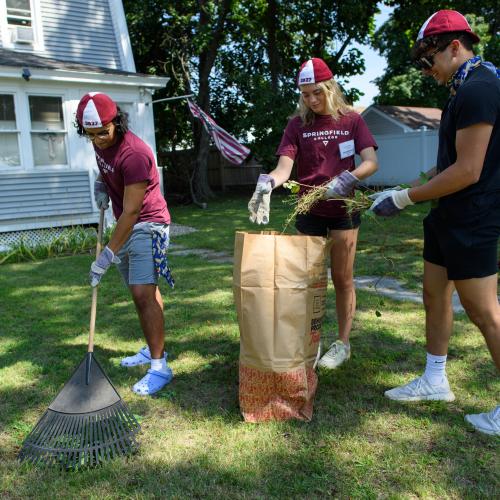 The Class of 2027 demonstrates their commitment to the Springfield College mission of providing leadership and service to others while taking part in Humanics in Action on Saturday, September 2, 2023 as part of New Student Orientation.