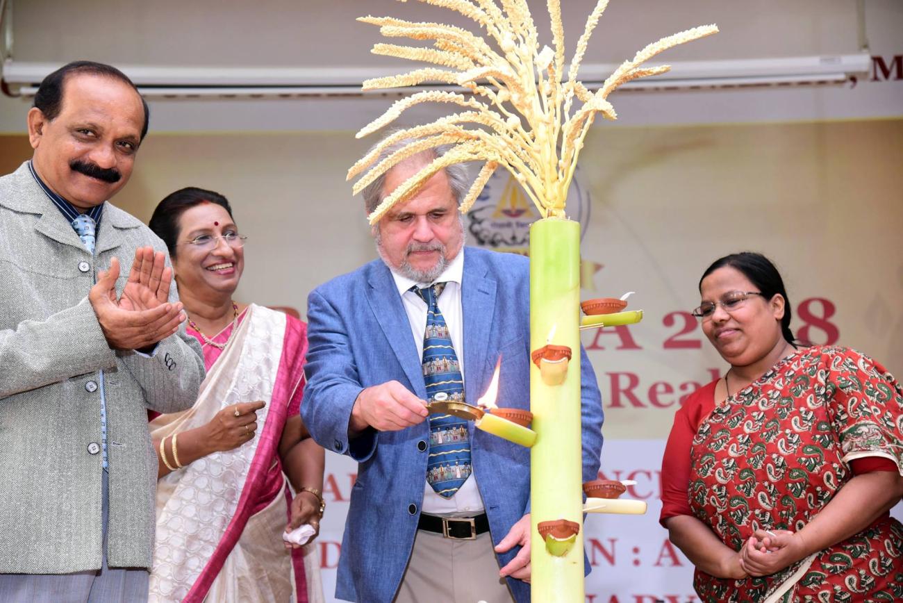 Springfield College School of Social Work Professor Joseph Wronka recently returned from India where he gave a keynote address at the Spandana 2018 Conference