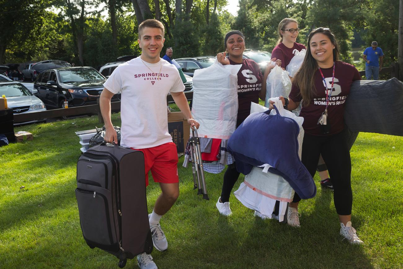 Students move in to Springfield College with the help of staff and current students.