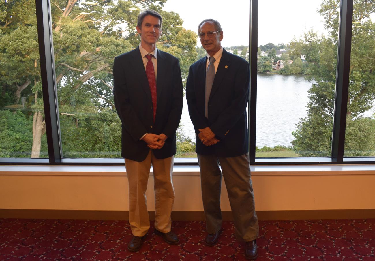 The Springfield College Department of Social Sciences welcomed University of Connecticut Distinguished Professor of History Richard Brown to the campus on Wednesday, Sept. 19, in the Cleveland E. and Phyllis B. Dodge Room, to lead a presentation focused on the United States Constitution in recognition of Constitution Day, which was observed this year on Sept. 17.