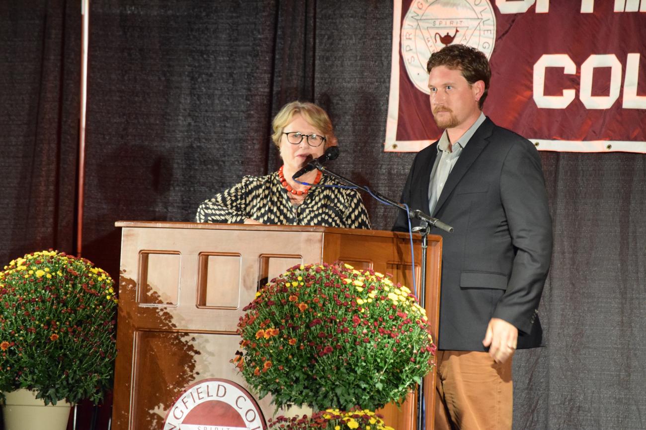 Springfield College hosted Mental Health Awareness Advocates Jessie Close and Calen Pick on Thursday, Oct. 11, in the Field House. This year marked the fifth year of the college’s newly endowed Arts and Humanities Speaker Series, made possible through the generosity of Carlton ’63 and Lucille Sedgeley.