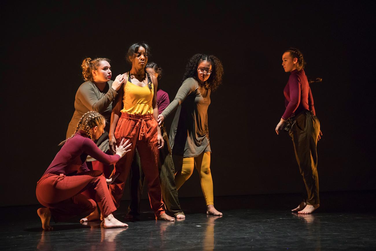 Students dancing as part of the Immerse Yourself in Dance performance.