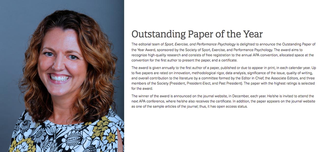 Springfield College Associate Professor of Exercise Science and Sport Studies and Director for Sport and Exercise Psychology Jasmin Hutchinson recently had her article titled “The influence of self-selected music on affect-regulated exercise intensity and remembered pleasure during treadmill running,” selected as the Sport, Exercise and Performance Psychology (SEPP) Paper of the Year for 2018.