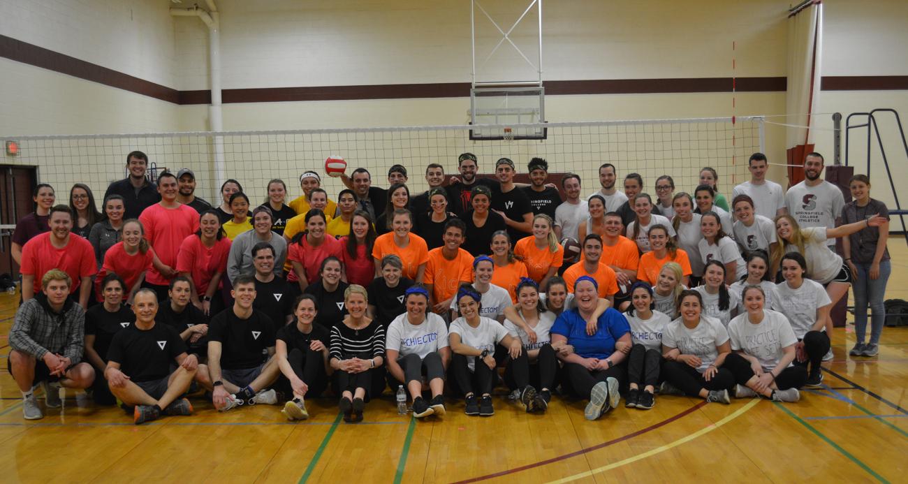 The Springfield College Physician Assistant Student Organization hosted a charity volleyball tournament on Monday, April 1, in Dana Gymnasium at Springfield College, to benefit the Mental Health Association (MHA) in Springfield and its new Bestlife Emotional Health and Wellness Center.