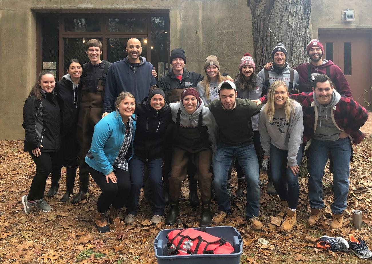 Springfield College Assistant Professor of Physical Education and Health Education Steven Groccia and student Hunter Hughes recently led a Humanics in Action Project at East Campus following the Humanics in Action Grant Committee awarding Groccia a mini-grant to assist in leading a restoration project at East Campus.