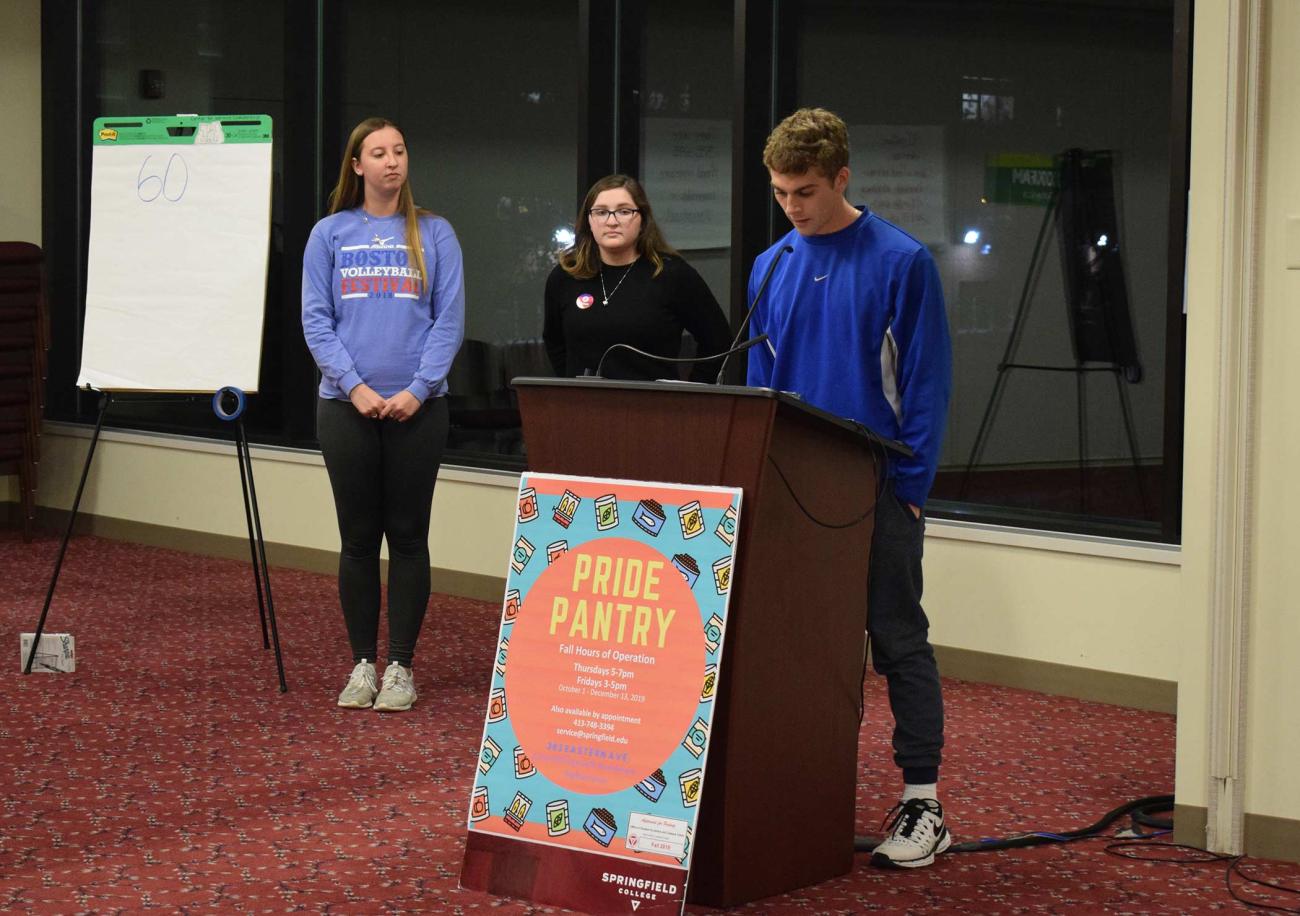 The Oxfam America Hunger Banquet is an annual event hosted by The Y Club at Springfield College to raise awareness for world hunger. Through the event, students are put into different classes of lower, middle and high and really feel the advantages/disadvantages they have over the other group.