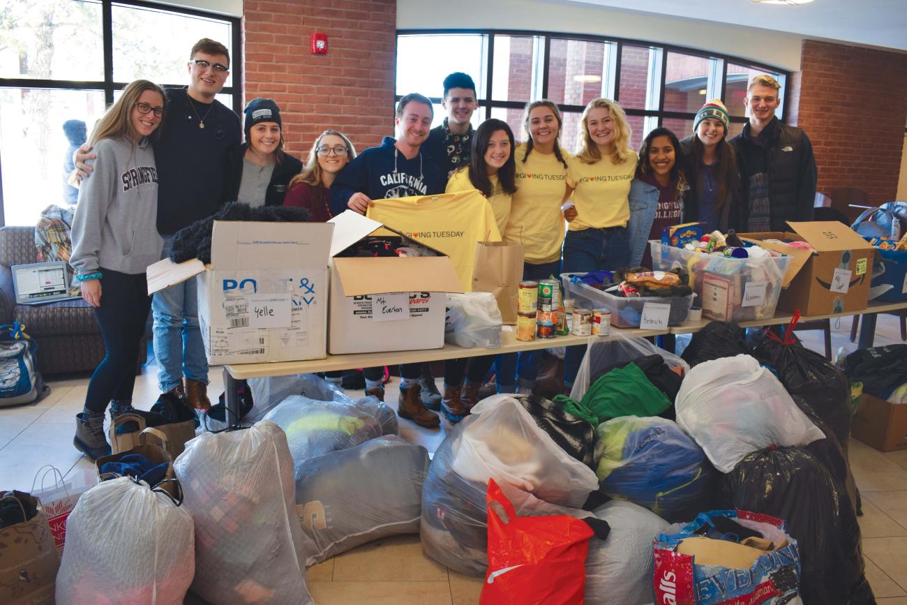 Two student groups — Rachel’s Challenge and the Leadership Training Conference — led a clothing and food drive for local shelters as part of Giving Tuesday 2019.