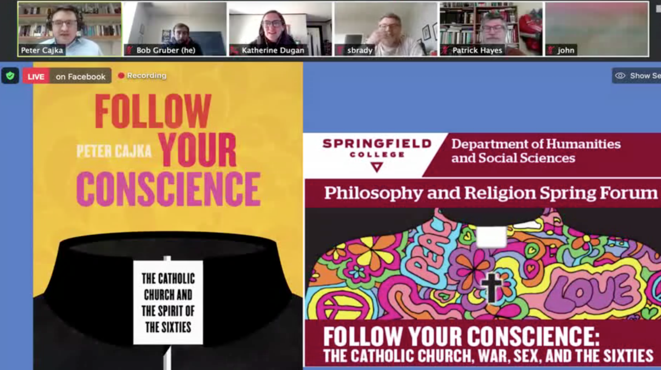 The Springfield College Department of Humanities and Social Sciences hosted its Philosophy and Religion Spring Forum Speaker Series on Monday, March 15, a virtual lecture by Peter Cajka, PhD, from the University of Notre Dame.