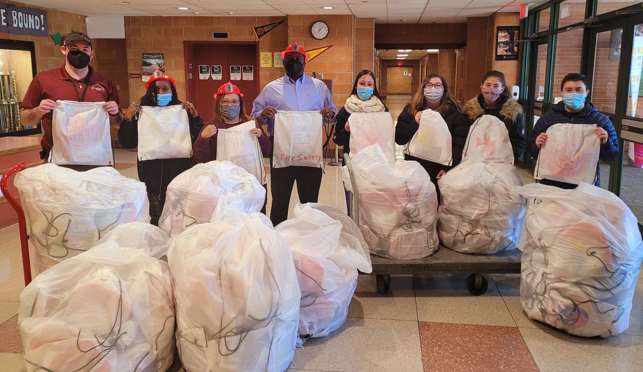 The Springfield College Center for Service and Leadership and the Humanics in Action Club recently delivered more than 200 fire safety kits to Rebecca M. Johnson Elementary School, and 100 incentive kits to both the Elias Brookings Elementary School, and William N. DeBerry Elementary School in Springfield.