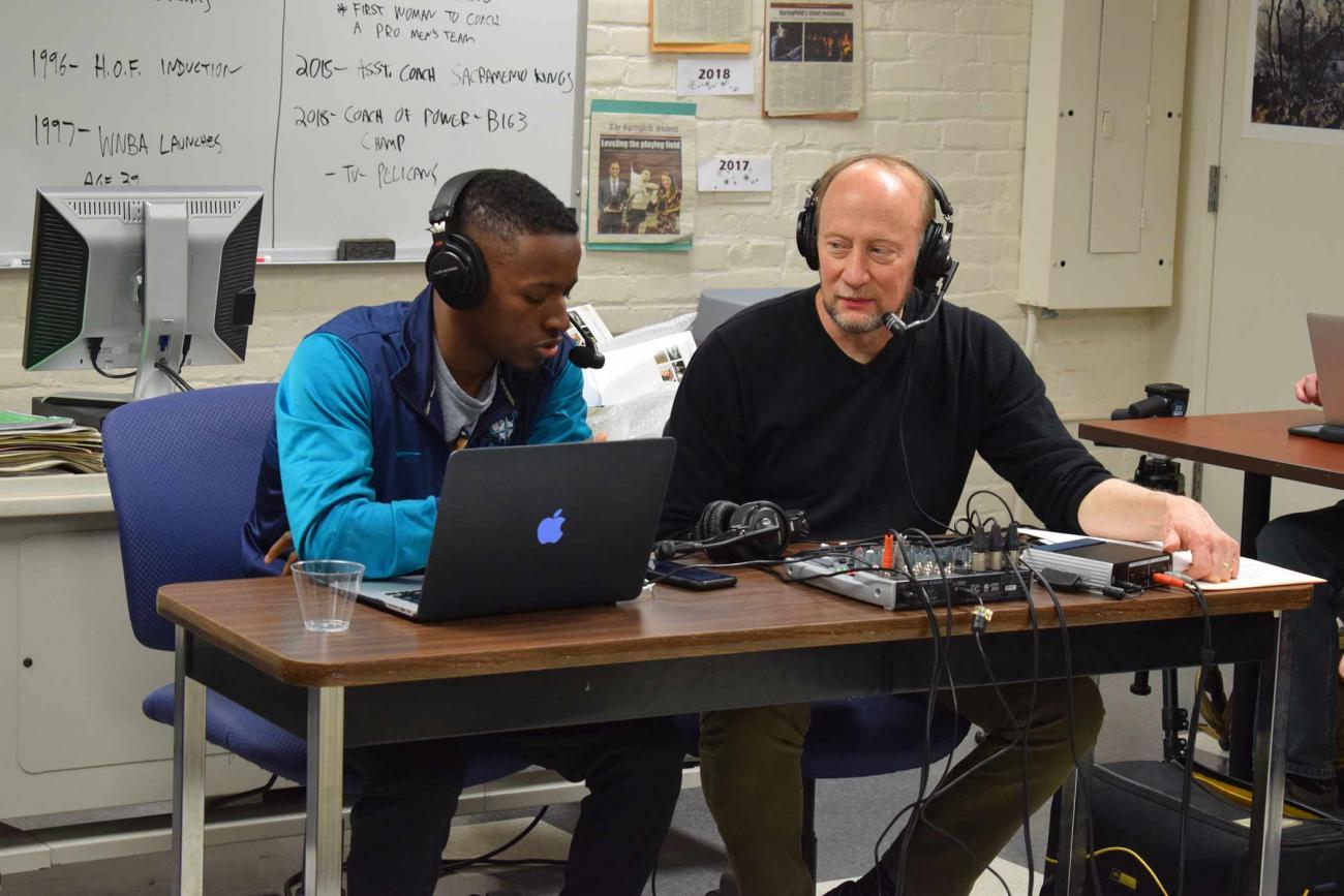 Since October of 2019, Springfield College Communications/Sports Journalism major Kris Rhim (’21) and Professor of Communications Marty Dobrow have hosted a weekly podcast titled "Liberty, Justice, and Ball," with a focus on the intersection of basketball and social justice. 